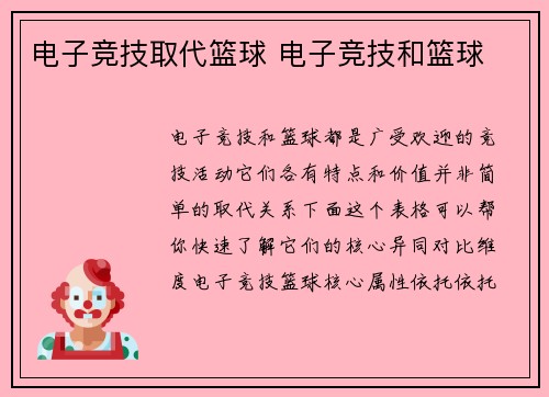 电子竞技取代篮球 电子竞技和篮球